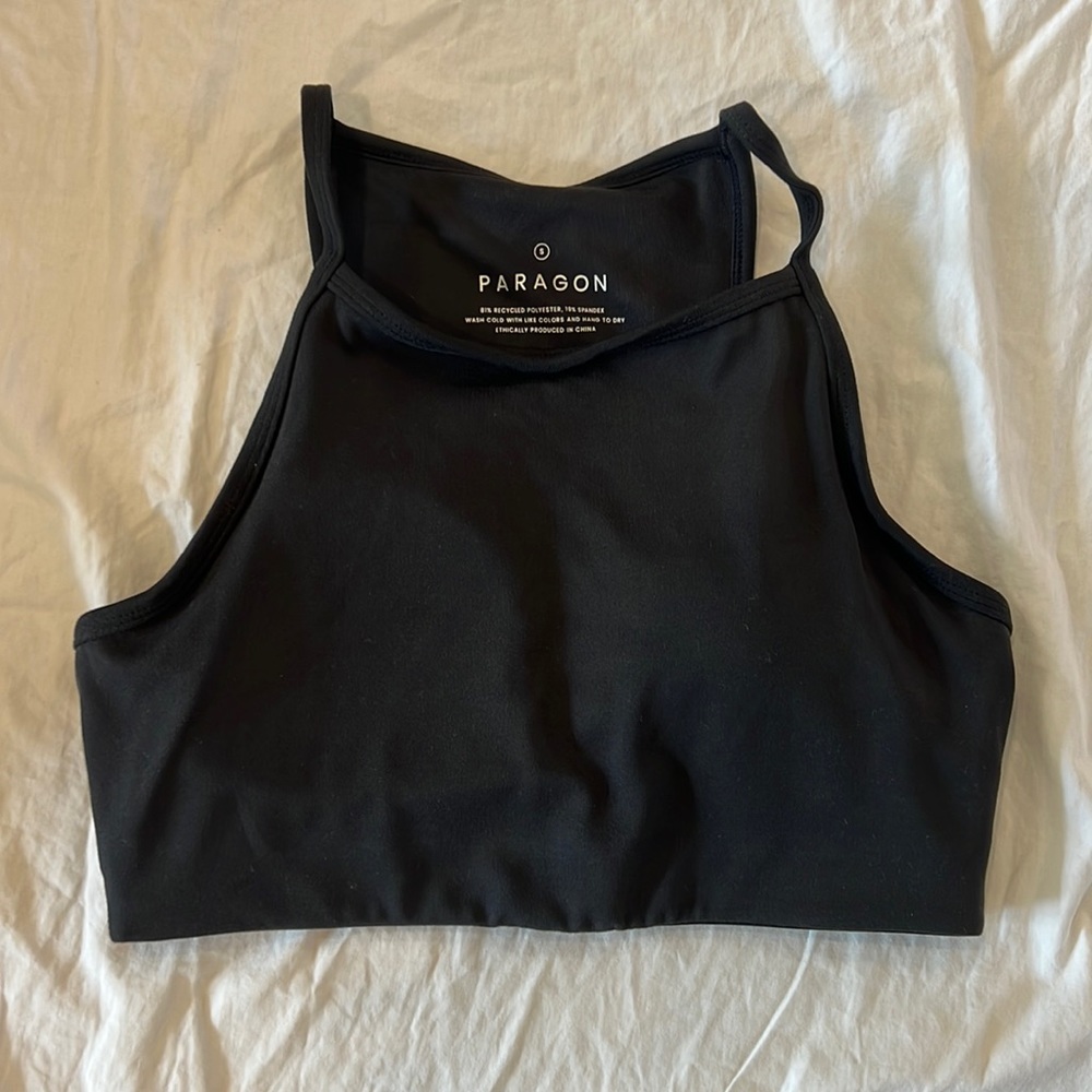 Like new- black high neck sports bra
